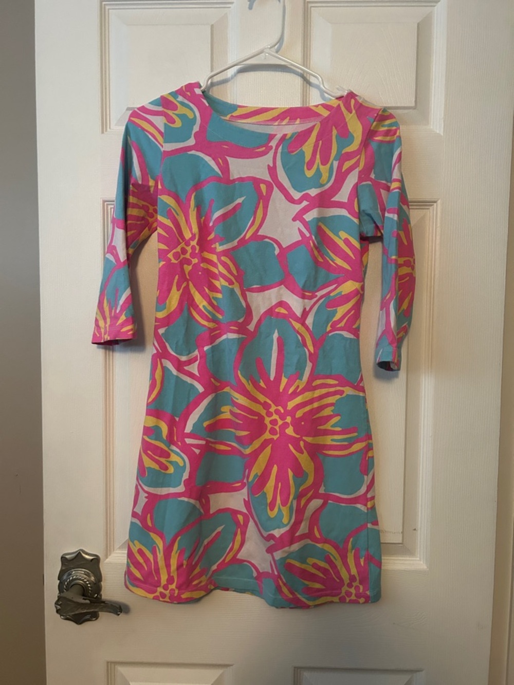 MAHI GOLD Pink, Teal & Yellow Floral Shift Dress
